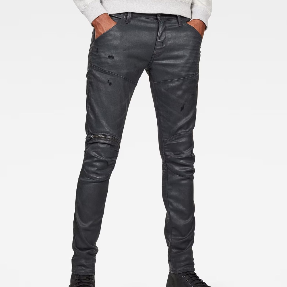 Men’s G-Star Raw 5620 3D Zip Knee Black Wax Denim Skinny Jeans